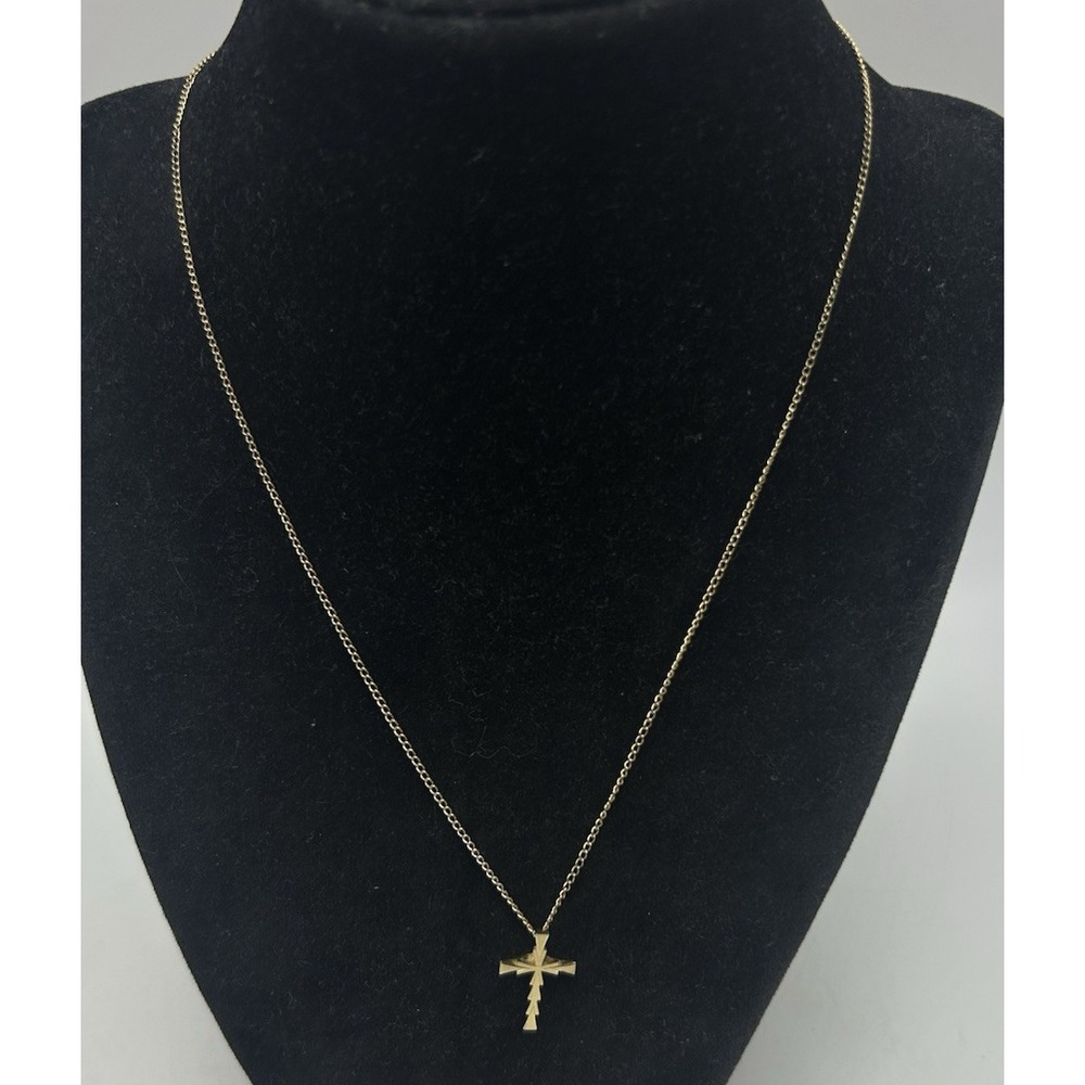 Vintage Marvel 12K Gold Filled Cross Pendant Chain Necklace 18" Long Read